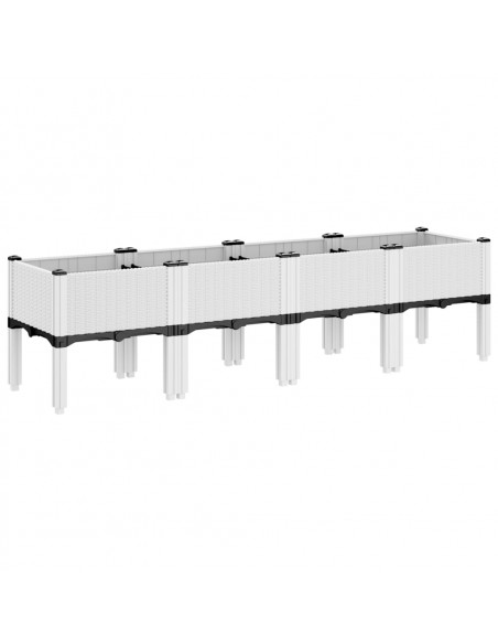 Fioriera da Giardino con Gambe Bianco 160x40x42 cm in PP