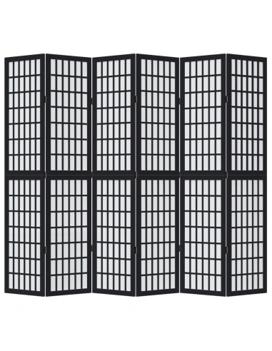 Divisorio Ambienti 6 Pannelli Nero Legno Massello di Paulownia