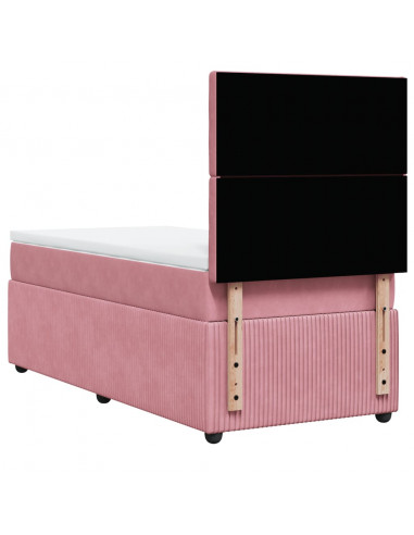 Giroletto a Molle con Materasso Rosa 90x190 cm in Velluto