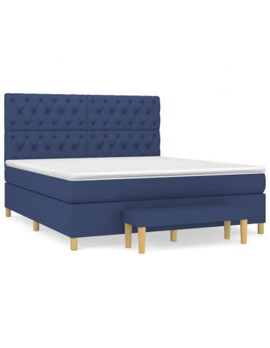 Giroletto a Molle con Materasso Blu 160x200 cm in Tessuto