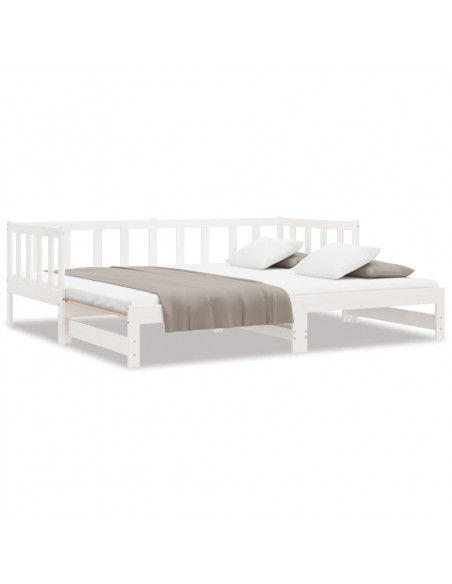 Divano Letto con Letto Estraibile Bianco 80x200cm Massello Pino