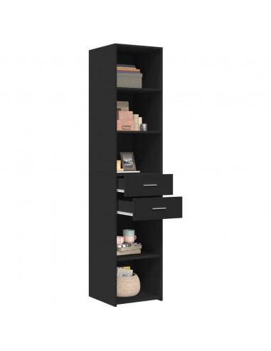 Credenza Nera 40x42,5x185 cm in Legno Multistrato