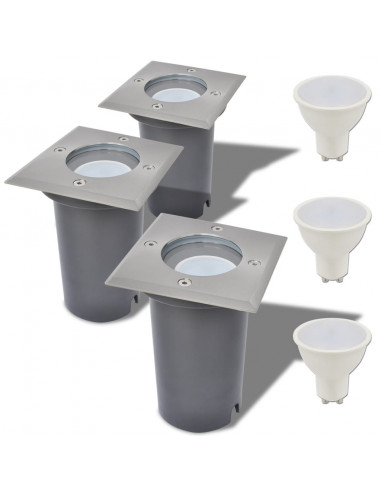 Faretti Carrabili da Esterno a LED 3 pz Quadrati