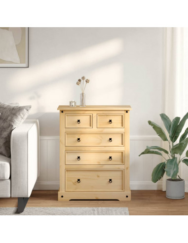 Cassettiera Corona 92x48x114 cm in Legno Massello di Pino