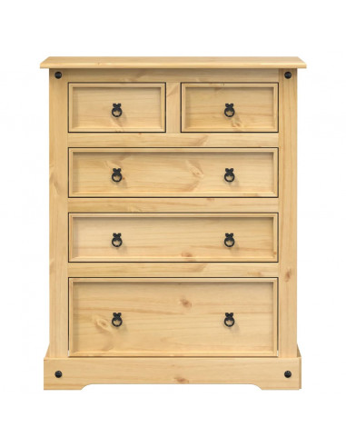 Cassettiera Corona 92x48x114 cm in Legno Massello di Pino