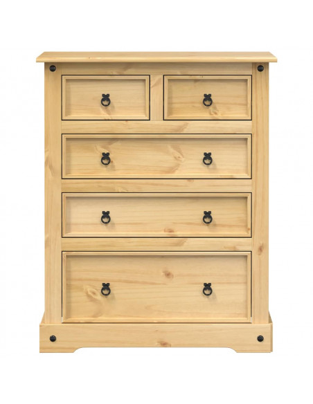 Cassettiera Corona 92x48x114 cm in Legno Massello di Pino