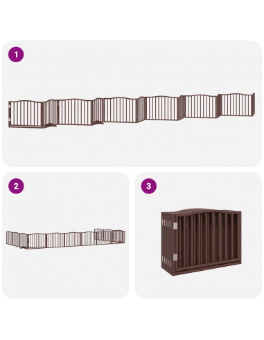 Cancello Cani Porta Pieghevole Marrone 12 Pannelli 960cm Pioppo