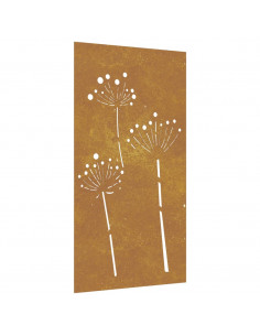 Decorazione Muro da Giardino 105x55 cm Fiore in Acciaio Corten 2