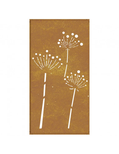 Decorazione Muro da Giardino 105x55 cm Fiore in Acciaio Corten