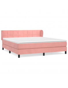 Giroletto a Molle con Materasso Rosa 160x200 cm in Velluto 2