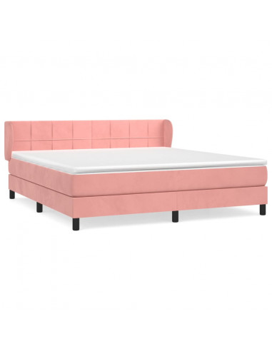 Giroletto a Molle con Materasso Rosa 160x200 cm in Velluto