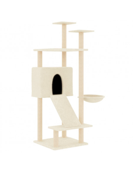 Albero per Gatti con Tiragraffi in Sisal Crema 153 cm