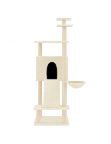 Albero per Gatti con Tiragraffi in Sisal Crema 153 cm