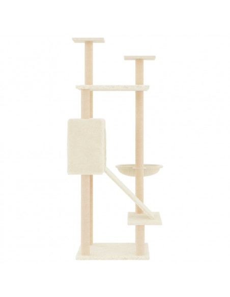Albero per Gatti con Tiragraffi in Sisal Crema 153 cm