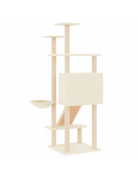 Albero per Gatti con Tiragraffi in Sisal Crema 153 cm