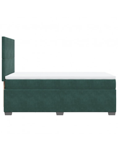 Giroletto a Molle con Materasso Verde Scuro 90x190 cm Velluto