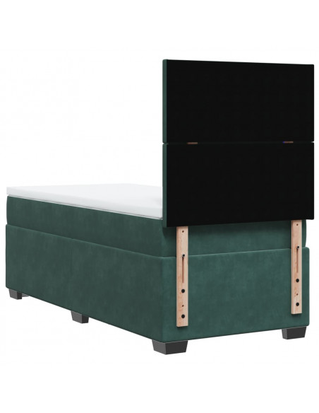 Giroletto a Molle con Materasso Verde Scuro 90x190 cm Velluto