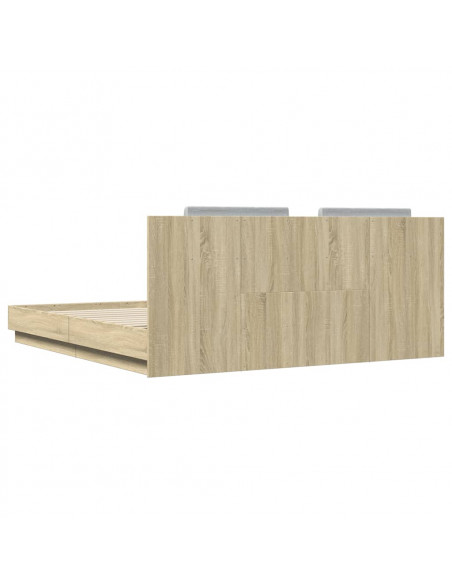 Giroletto con Testiera e LED Rovere Sonoma 200x200 cm