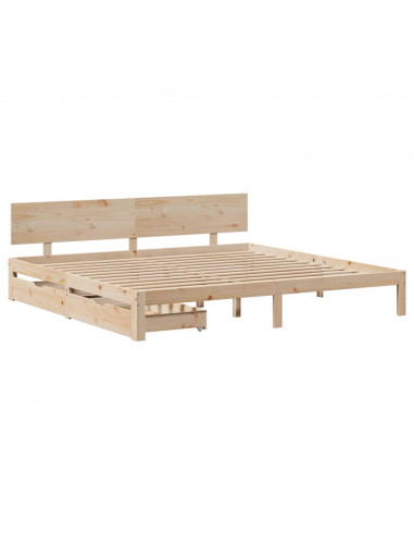 Giroletto con Cassetti 180x200 cm in Legno Massello di Pino