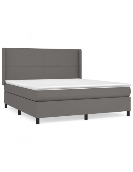 Giroletto a Molle con Materasso Grigio 160x200 cm in Similpelle