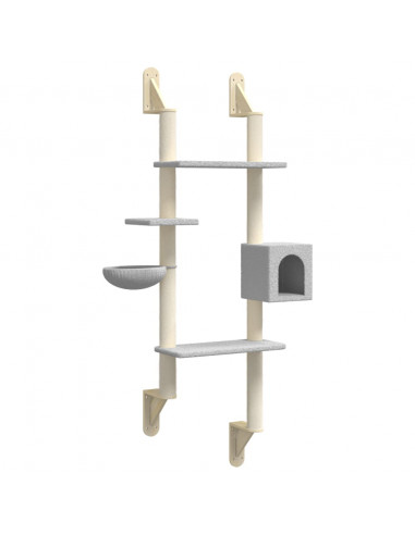 Albero per Gatti con Tiragraffi a Parete Grigio Chiaro 180 cm