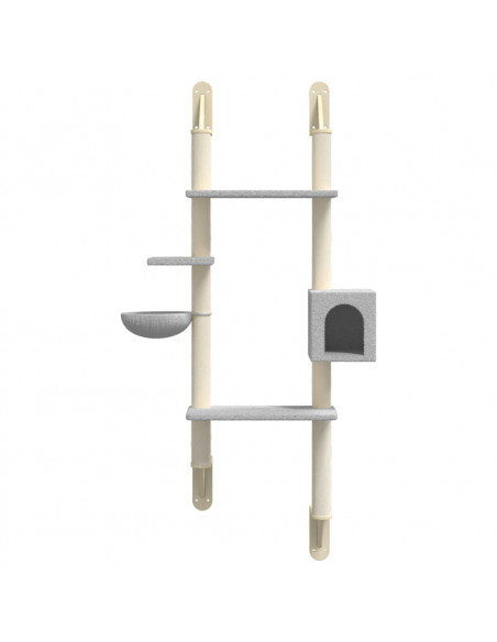 Albero per Gatti con Tiragraffi a Parete Grigio Chiaro 180 cm