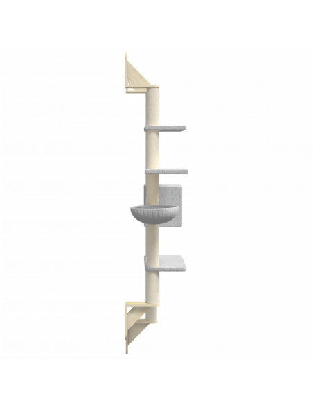 Albero per Gatti con Tiragraffi a Parete Grigio Chiaro 180 cm