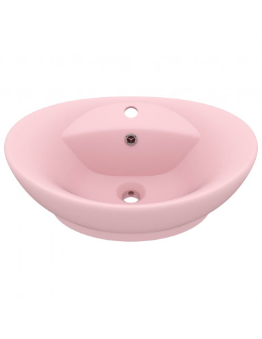 Lavandino con Troppopieno Ovale Rosa Opaco 58,5x39 cm Ceramica