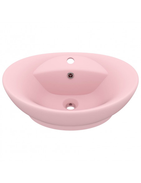 Lavandino con Troppopieno Ovale Rosa Opaco 58,5x39 cm Ceramica