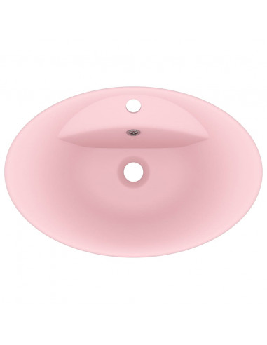Lavandino con Troppopieno Ovale Rosa Opaco 58,5x39 cm Ceramica