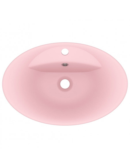 Lavandino con Troppopieno Ovale Rosa Opaco 58,5x39 cm Ceramica