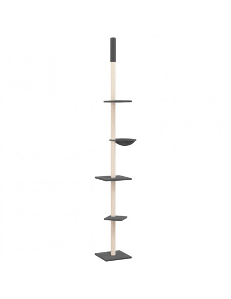 Albero per Gatti Pavimento Soffitto Grigio Scuro 263,5-289,5 cm
