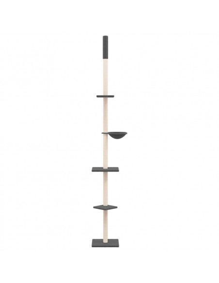 Albero per Gatti Pavimento Soffitto Grigio Scuro 263,5-289,5 cm
