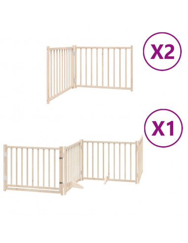 Cancello per Cani Porta Pieghevole 8 Pannelli 640 cm in Pioppo