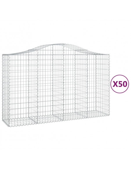Cesti Gabbioni ad Arco 50 pz 200x50x120/140 cm Ferro Zincato