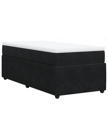Giroletto a Molle con Materasso Nero 80x200 cm in Velluto