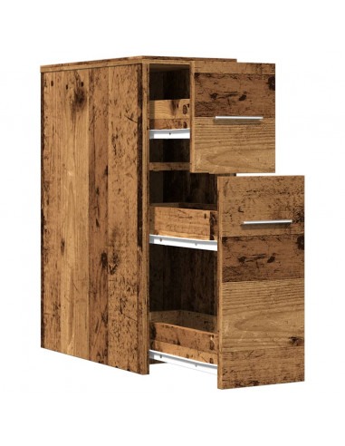 Armadietto da Bagno Stretto con Ruote Rovere Antico Truciolato