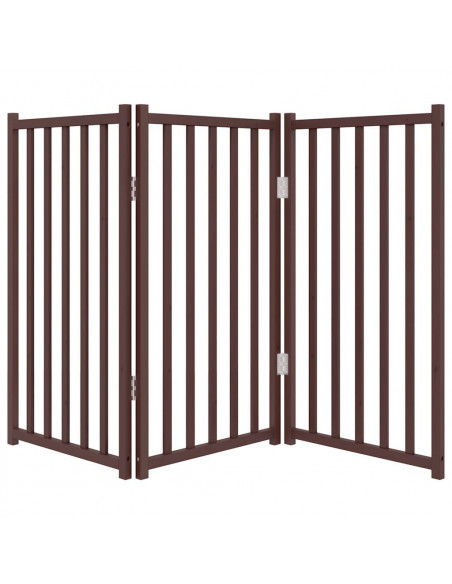 Cancello Cani Pieghevole 3Pannelli Marrone 150cm Massello Abete