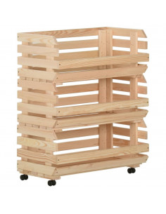 Carrello Portaverdure 77x30x80 cm in Legno Massello di Pino 2