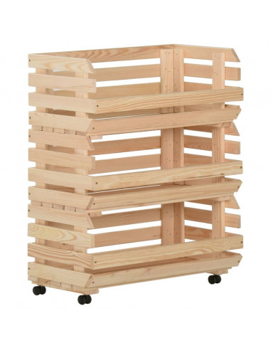 Carrello Portaverdure 77x30x80 cm in Legno Massello di Pino