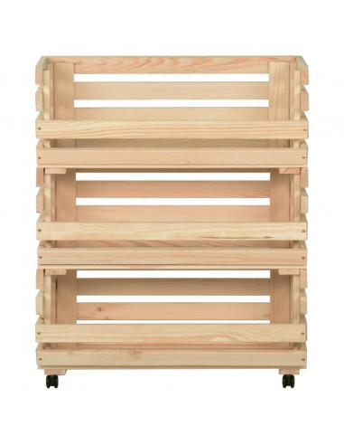 Carrello Portaverdure 77x30x80 cm in Legno Massello di Pino