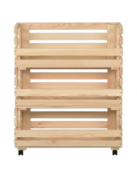 Carrello Portaverdure 77x30x80 cm in Legno Massello di Pino