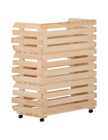 Carrello Portaverdure 77x30x80 cm in Legno Massello di Pino