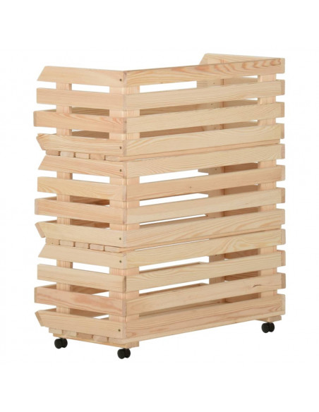 Carrello Portaverdure 77x30x80 cm in Legno Massello di Pino