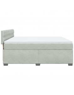 Giroletto a Molle con Materasso Grigio Chiaro 180x200cm Velluto 2