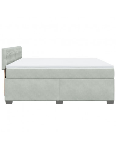 Giroletto a Molle con Materasso Grigio Chiaro 180x200cm Velluto