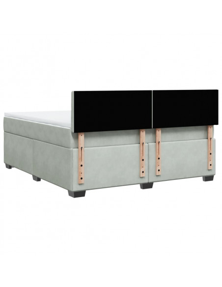 Giroletto a Molle con Materasso Grigio Chiaro 180x200cm Velluto
