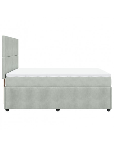 Giroletto a Molle con Materasso Grigio Chiaro 140x200cm Velluto