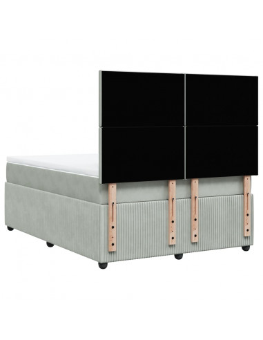 Giroletto a Molle con Materasso Grigio Chiaro 140x200cm Velluto