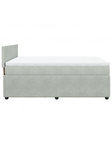 Giroletto a Molle con Materasso Grigio Chiaro 140x190cm Velluto